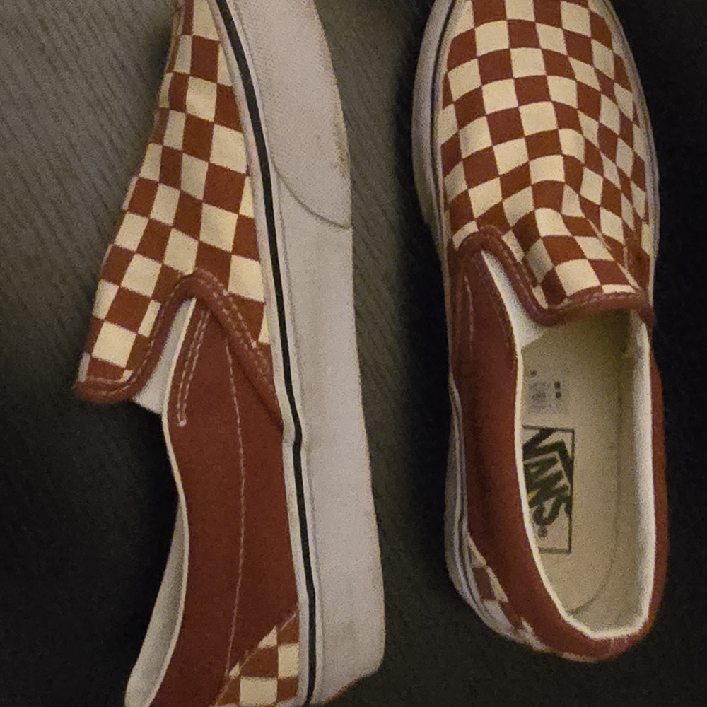 Vans Rust/Brown Checkerboard Slip-Ons - Picture 9 of 14